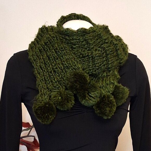 Vintage NEW Buffalo Long Green Cardigan Knit Scarf for Women - Picture 9 of 9